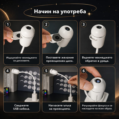 Мини USB звезден проектор – впечатляващо звездно небе във всяка стая